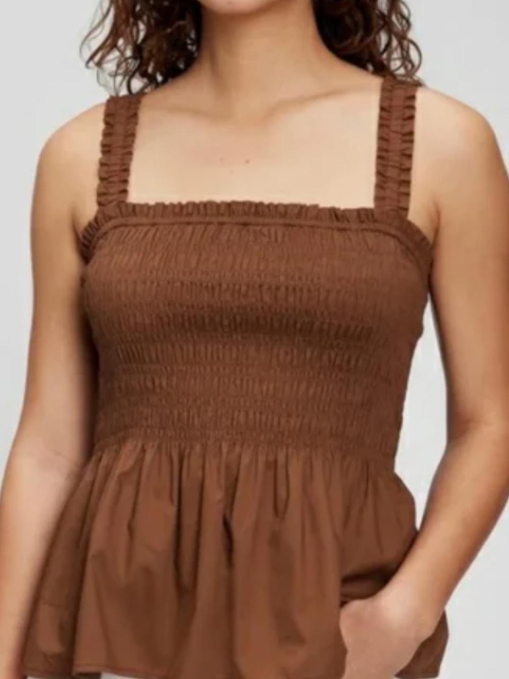 GAP Brown Smocked Peplum Tank Top